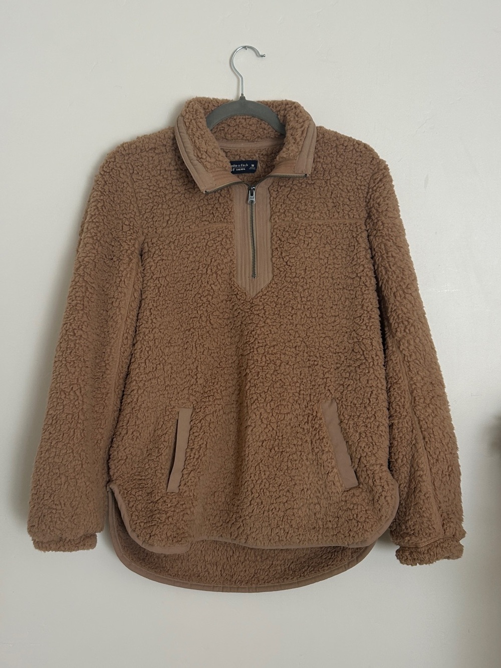 Abercrombie & Fitch Women’s Brown Teddy Fleece Quarter-Zip Pullover